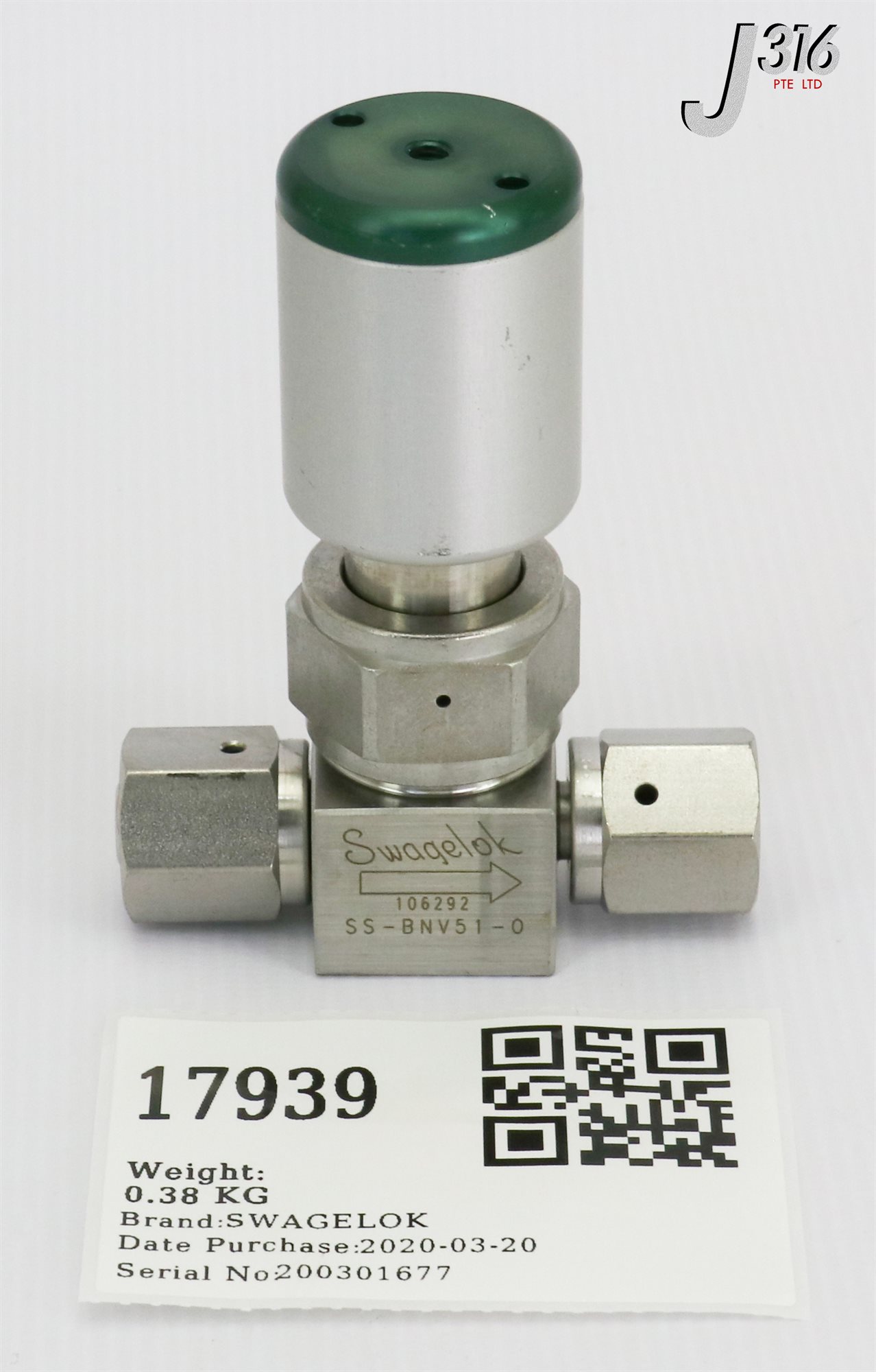 T 17939 SWAGELOK HIGH PURITY BELLOWS-SEALED VALVE SS-BNV51-O | eBay